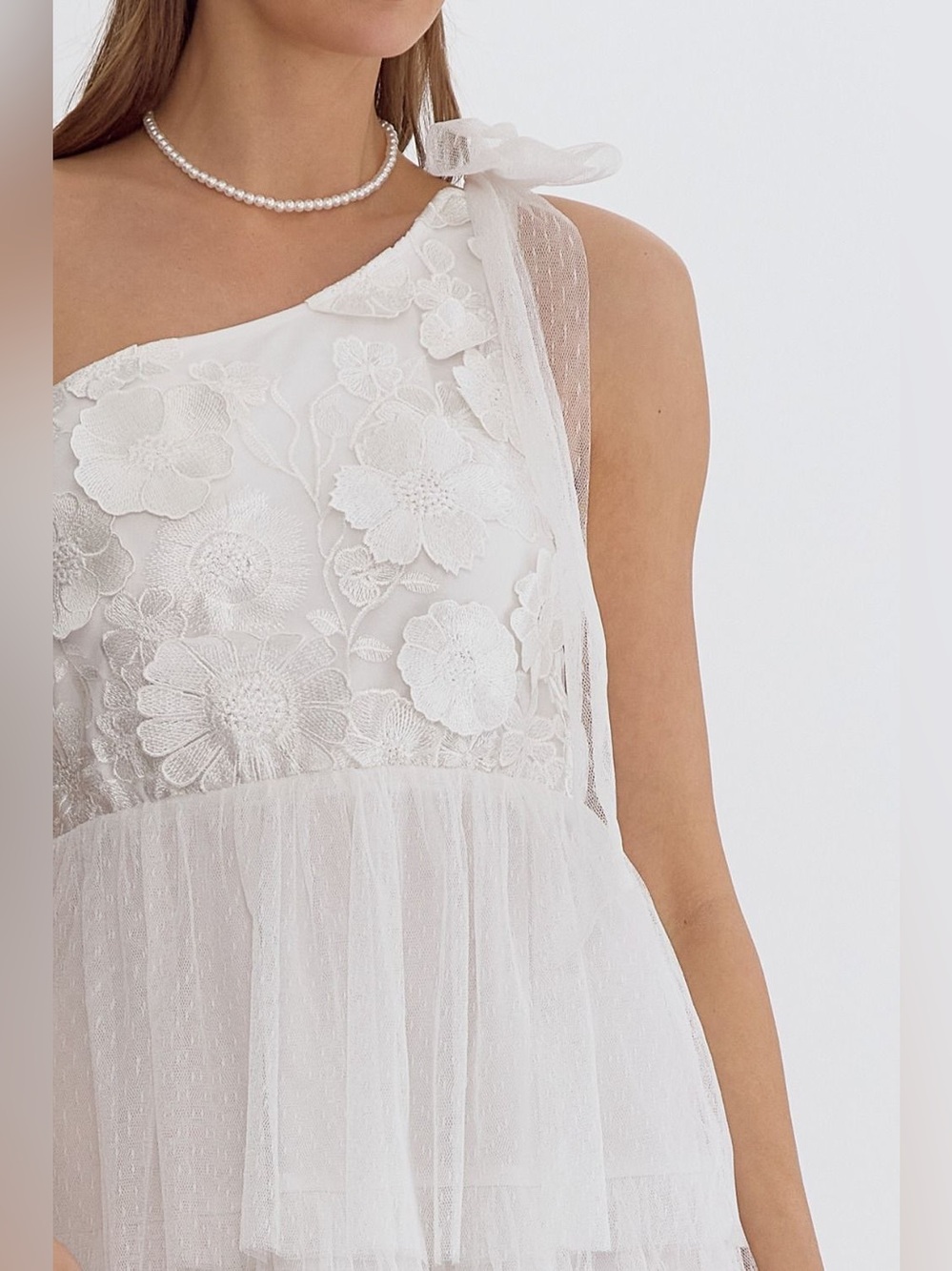 Entro Elodie Tulle Tiered One Shoulder Casual Wedding Engagement Dress New Small - Picture 6 of 12